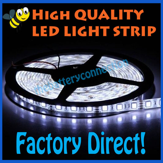 16ft Cool White 5630 Super Bright Waterproof LED Strip Light DC12V 5A W/3M Tape