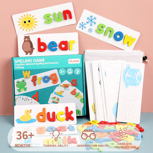 Kids Toys See and Spell Flash Cards Spelling Games Learning Toys for 2+ Year Old