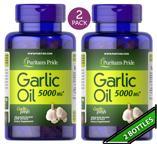 2 Pack Garlic Oil 5000 mg 500 Softgels (2x250) Heart Cardiovascular Cholesterol