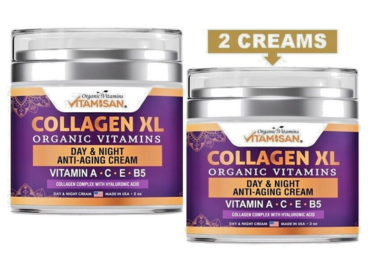 2 Collagen Cream for Face Retinol Hyaluronic Acid, Vitamin A Facial Moisturizer