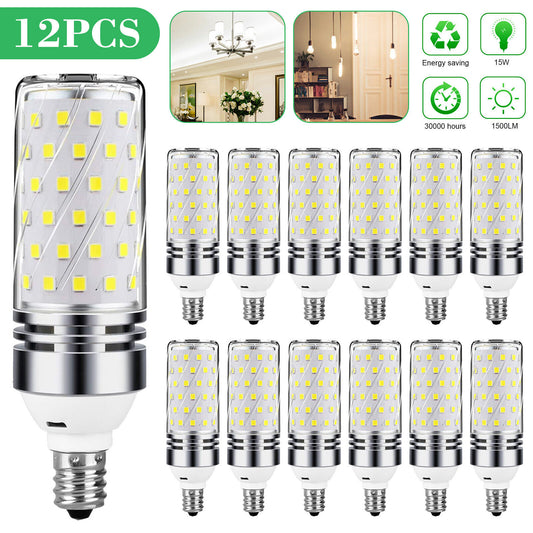 12X E12 LED Corn Light Bulb 16W Candelabra Ceiling Fan Lamp Daylight White 6000K