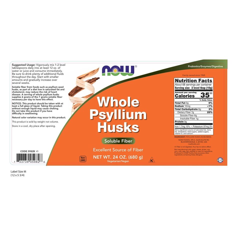 NOW Foods Psyllium Husks, Whole, 24 oz.
