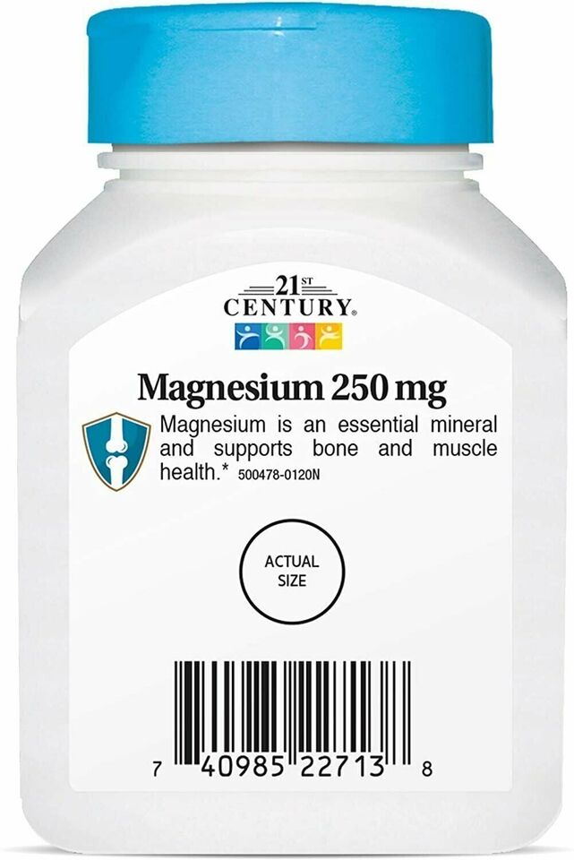 2 Pack Magnesium with Calcium, 250mg, 220 Tablets (2x110) For Bone Muscle Nerve