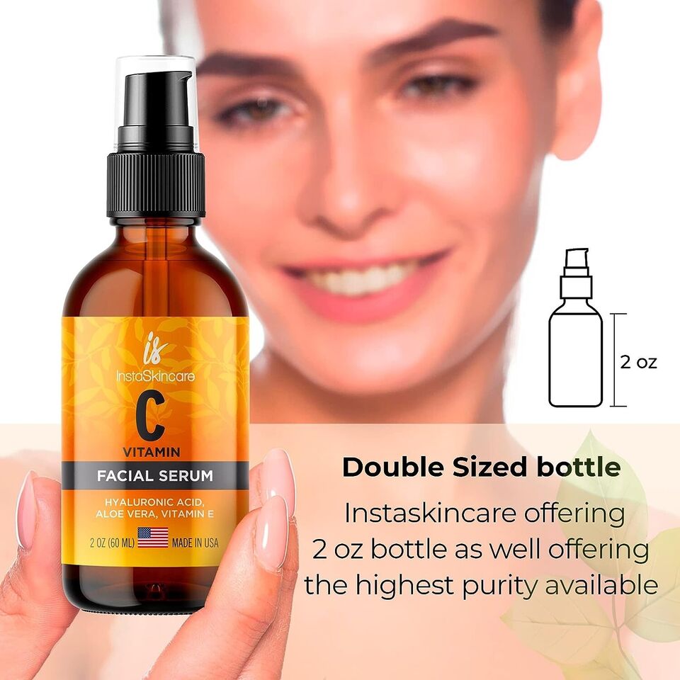 Vitamin C Serum for Face with Hyaluronic Acid Vitamin E Best Skin Anti-Aging 2oz