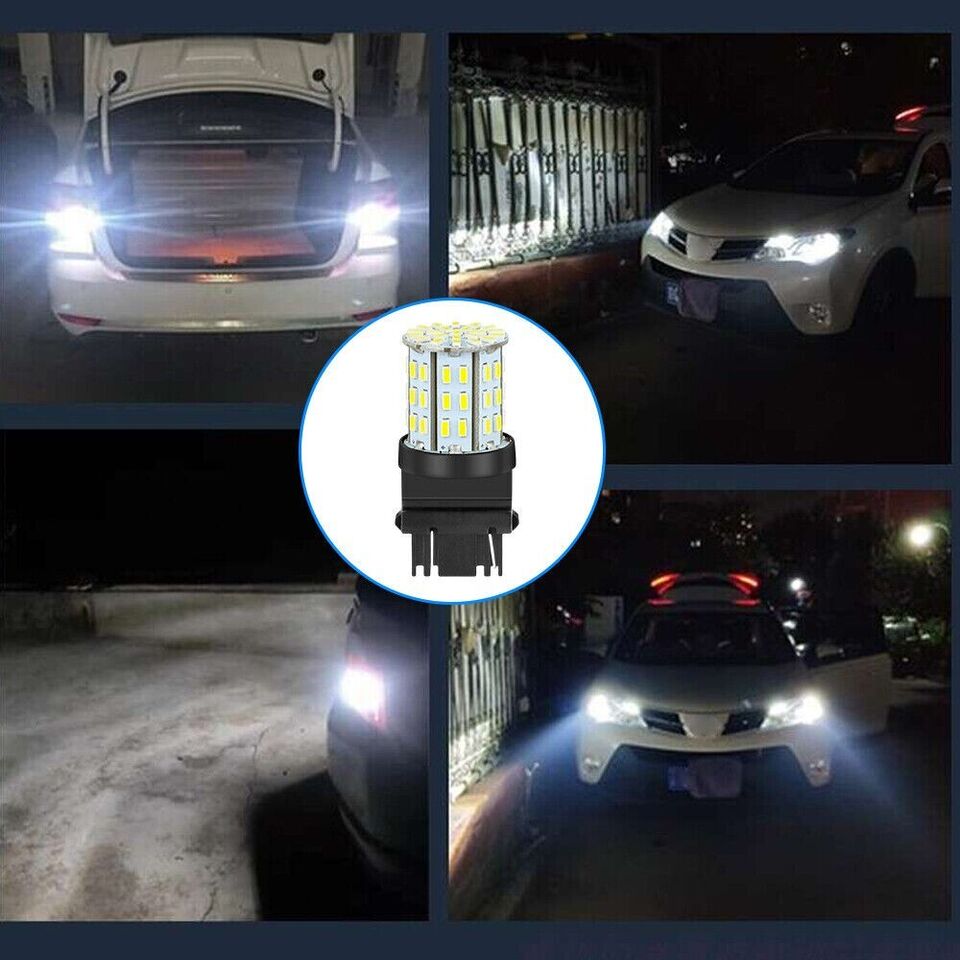 4X 3157 3156 64SMD LED Reverse Tail Brake Turn Signal DRL Light Bulb 6000K White