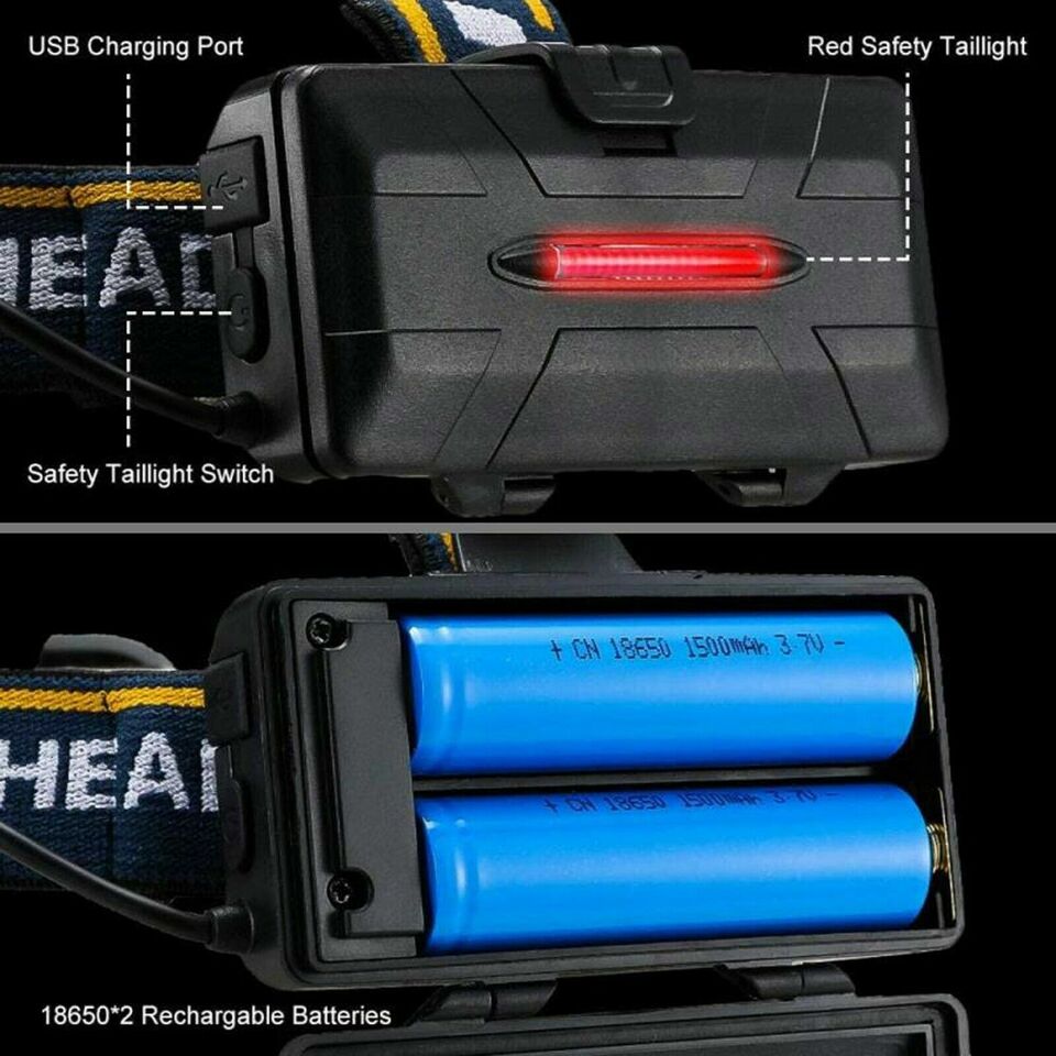 USB Rechargeable LED Headlamp Flashlight Headlight Head Torch Sensor Waterproof