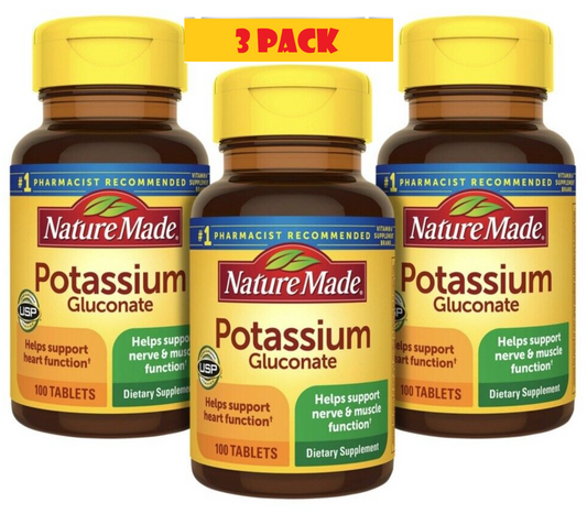 3 Pack Potassium 550mg 300 Tablets (3x100) No Gluten Exp. 11/2026 #1 Recommended