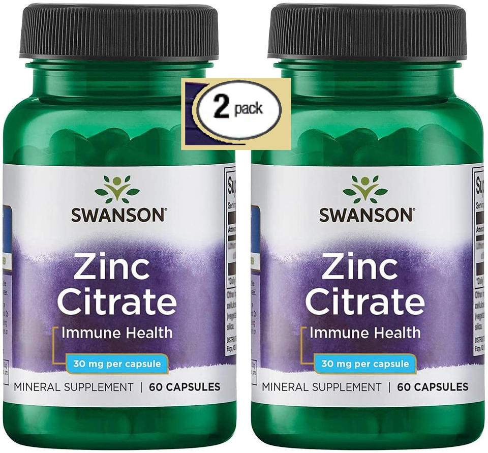 2 Pack Premium ZINC Citrate 30mg 120Caps (2x60) Immune Health Optimum Absorption