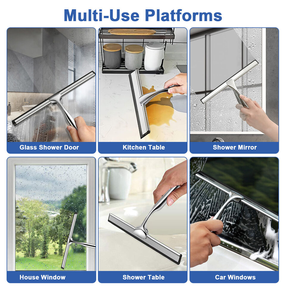 Stainless Steel All-Purpose Squeegee Shower Cleaner Doors Bathroom Windows Glass