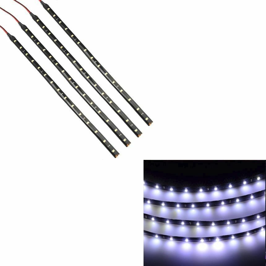 4 PCS 12V 12" 1FT 15SMD Flexible LED Strip Light Waterproof For Car Truck Boat