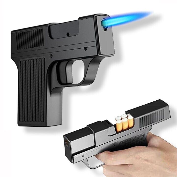 Unique Butane Cigarette LIGHTER & CASE Adjustable Jet Torch Flame Pistol Gun