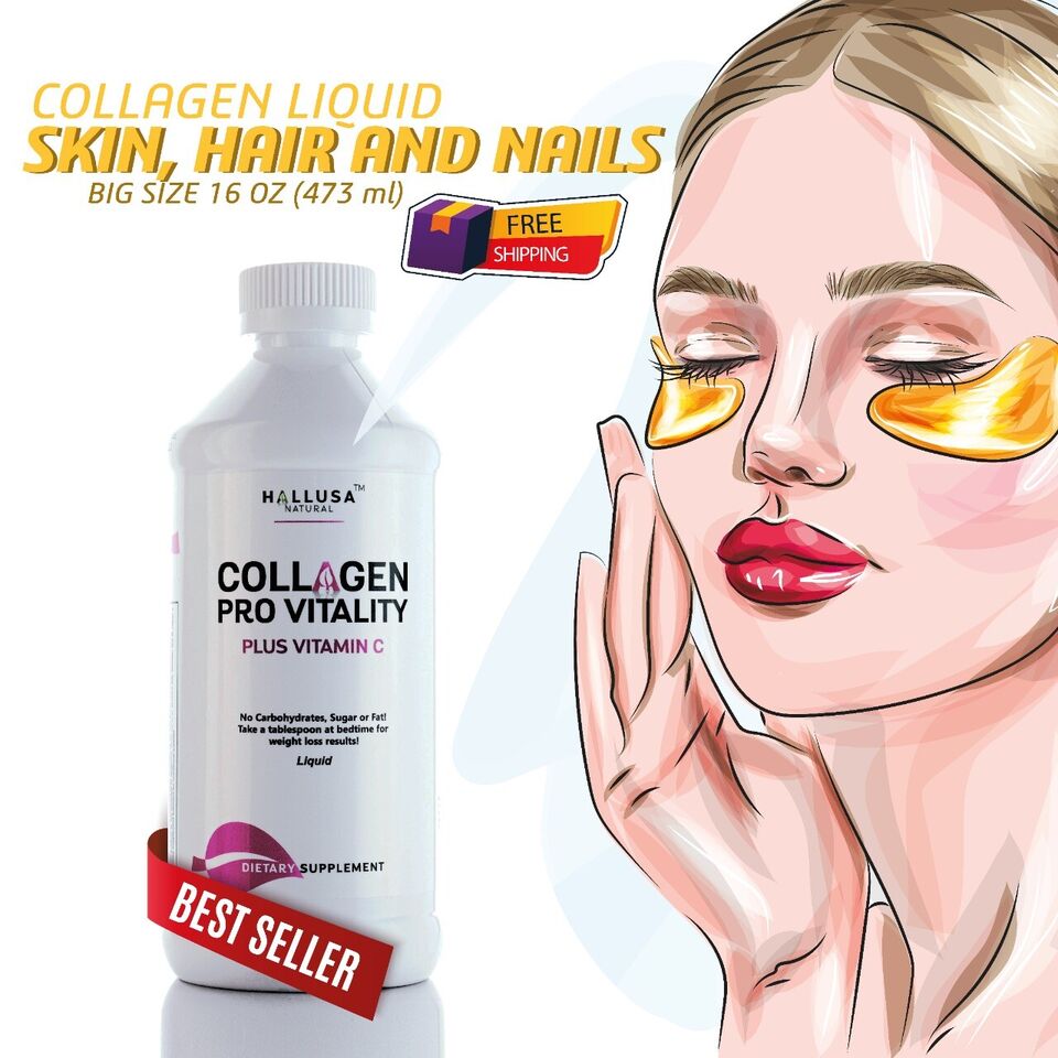 ANTI-AGING Collagen Liquid - Joint, Skin & Hair Health - 16 OZ with Vitamin C