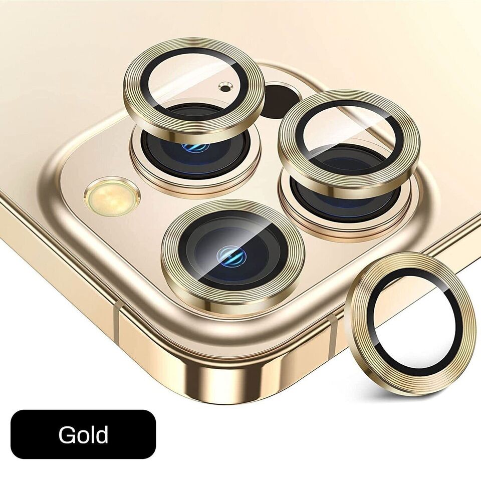 For iPhone 14 15 Pro Max Plus Metal Ring Tempered Glass HD Camera Lens Protector