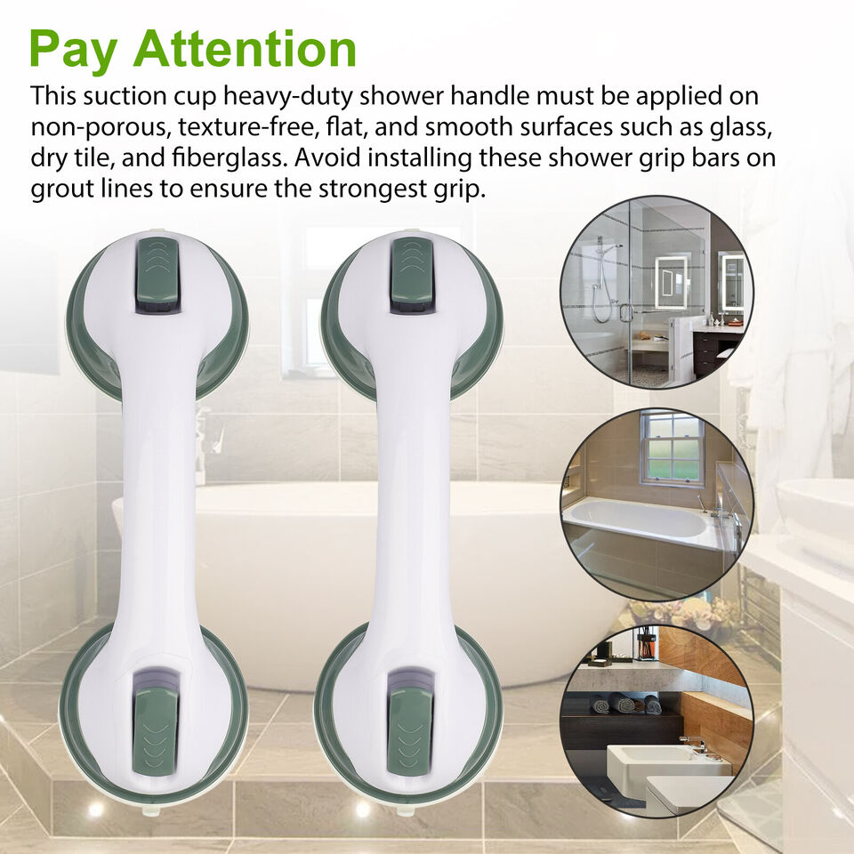 2 Bathroom Grip Tub Shower Bar Rail Bath Safety Handle Suction Cup Handrail Grab