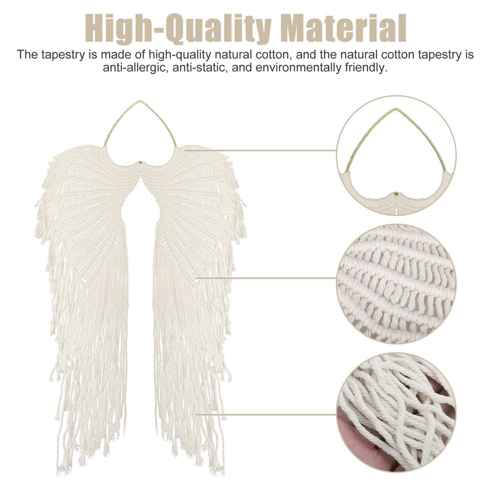 Macrame Boho Tapestry DIY Angel Wing Woven Wall Hanging Home Room Art Decor Gift