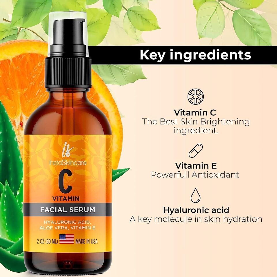 Vitamin C Serum for Face with Hyaluronic Acid Vitamin E Best Skin Anti-Aging