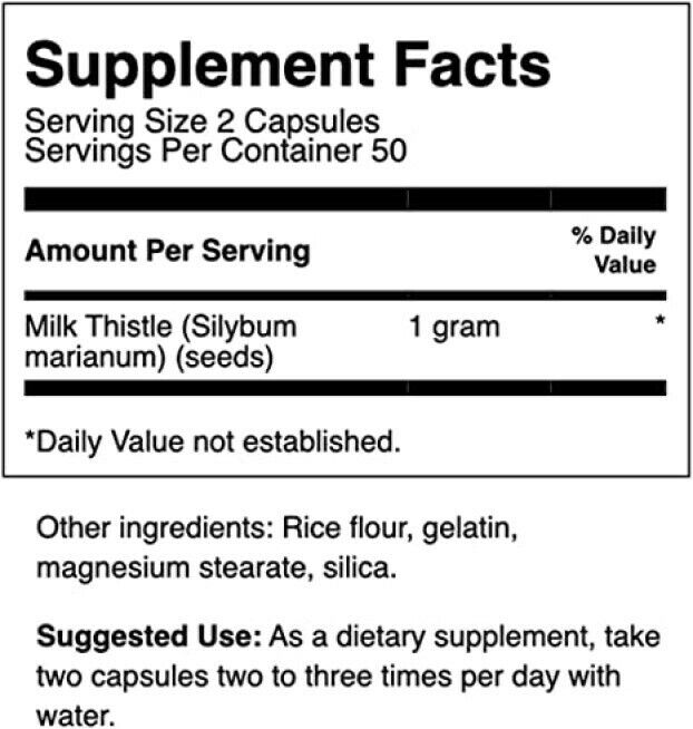 200 Caps 2X Swanson Milk Thistle Silymarin 500 mg Liver Kidney Health