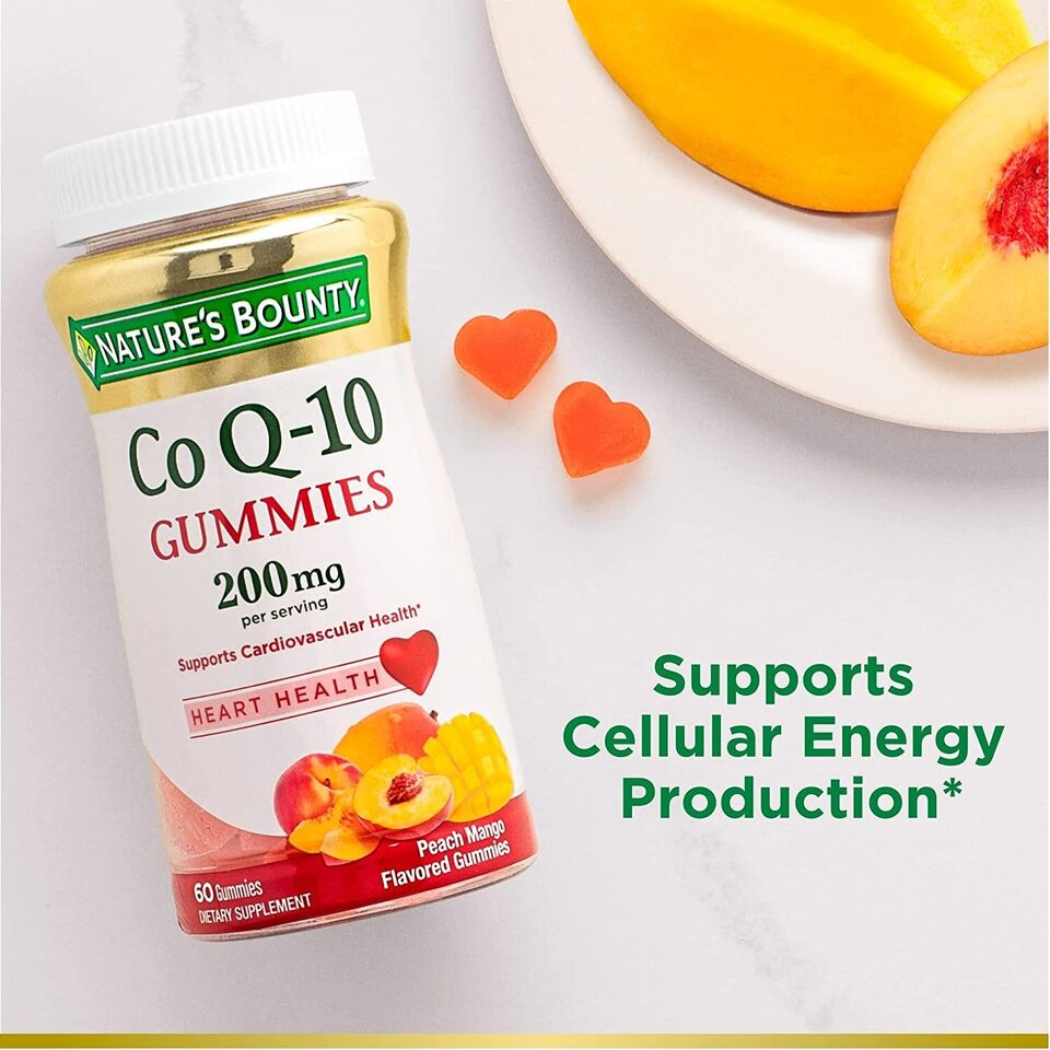 2 Pack CoQ10 Coenzyme 200mg 120 Gummies (2x60) Heart Health, Peach Mango 3/2025