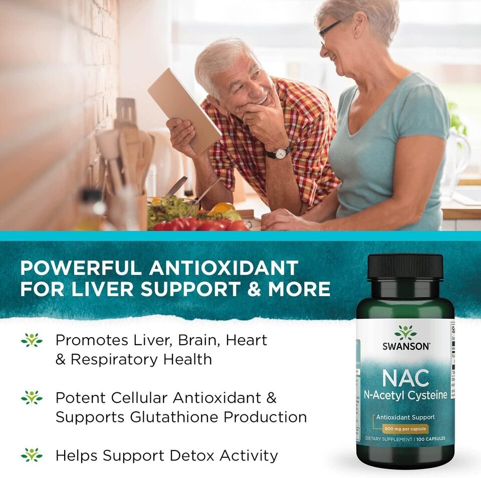 2 Pack NAC N-Acetyl Cysteine 200 Caps (2x100) 600mg For Liver Health Antioxidant