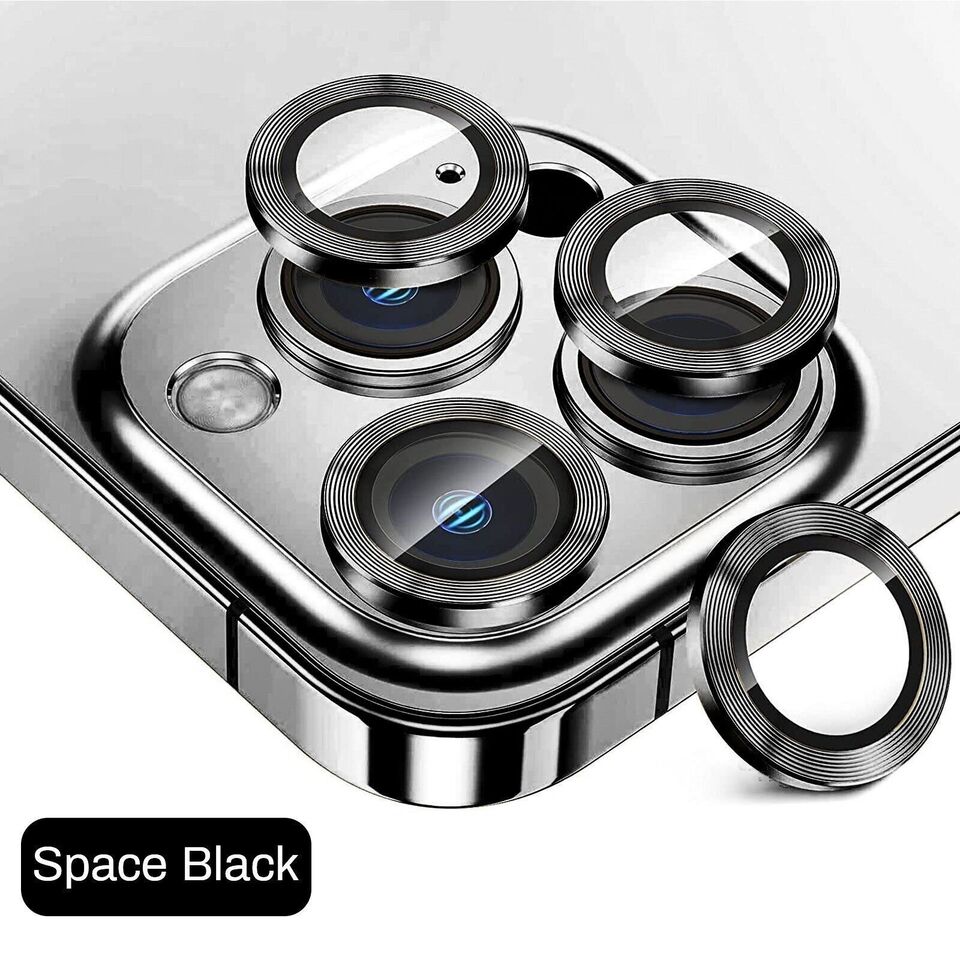 For iPhone 14 15 Pro Max Plus Metal Ring Tempered Glass HD Camera Lens Protector