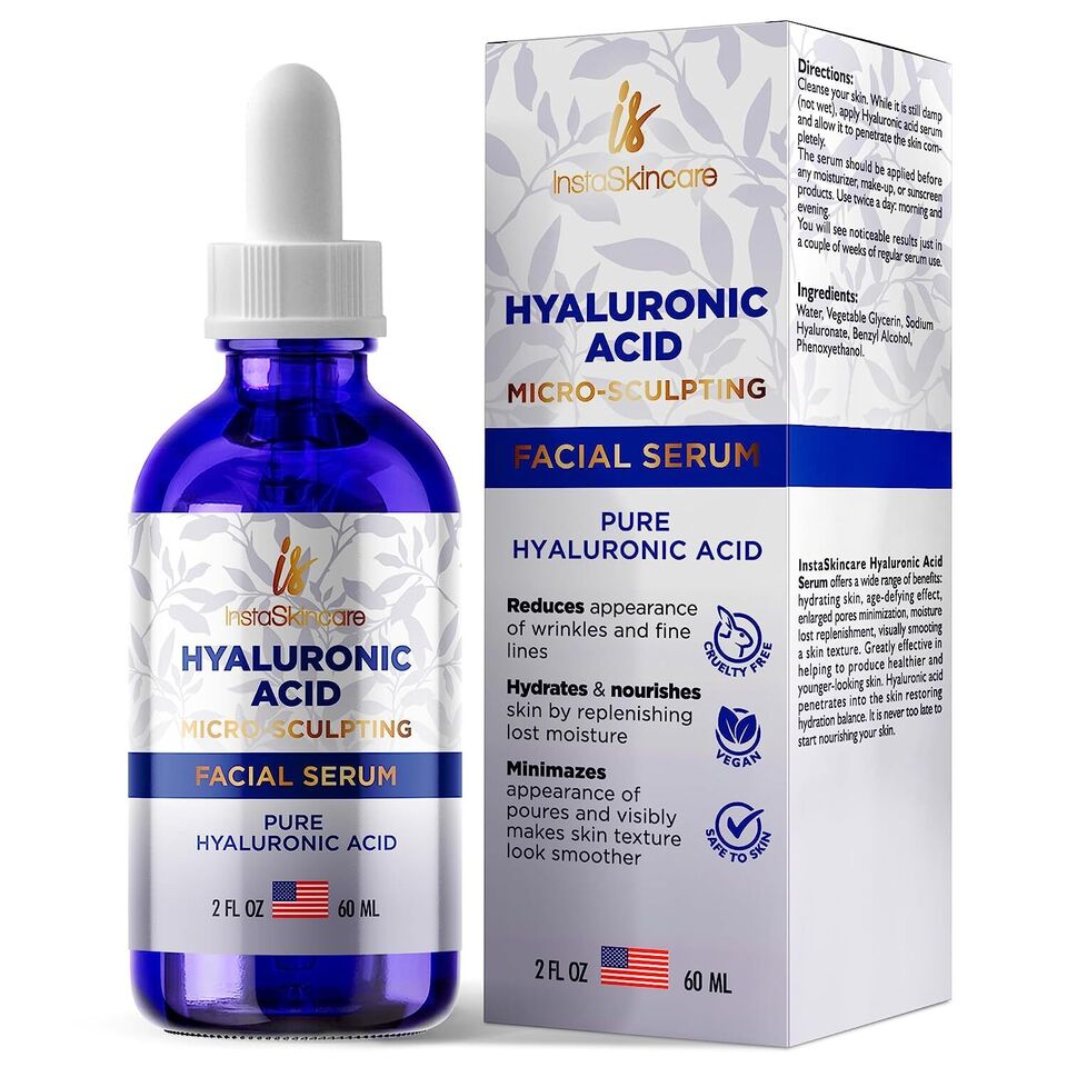 Hyaluronic Acid Anti-aging Serum for Face - 100% Pure Medical Formula - 2 oz