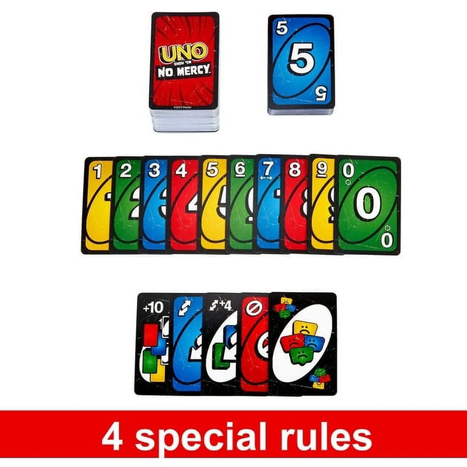 mattel UNO Show em No Mercy Card Game for Kids, Adults & Family Night, Parties