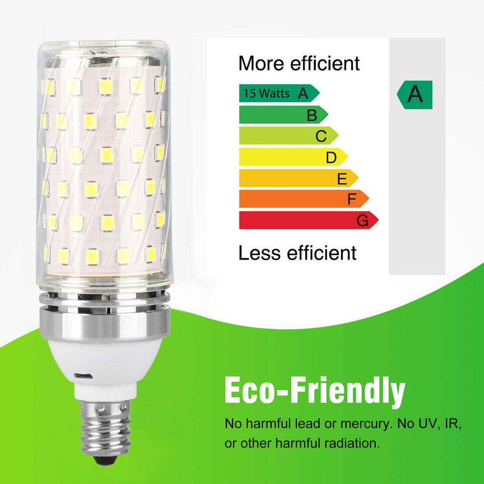 12X E12 LED Corn Light Bulb 16W Candelabra Ceiling Fan Lamp Daylight White 6000K